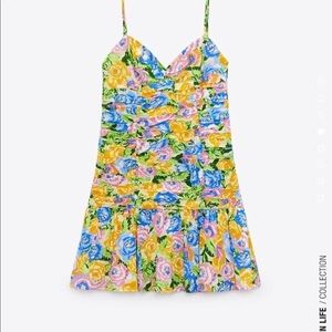 ZARA floral rushing mini dress